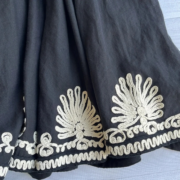 French Connection Black Ivory Linen Blend Embroidered Sweetheart Halter Dress 6 - Picture 7 of 9